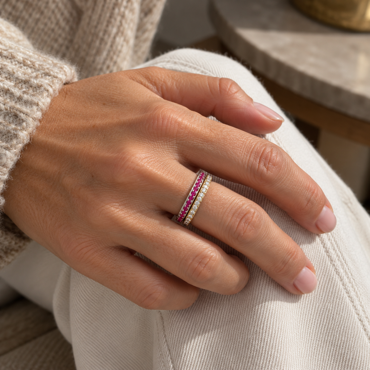 14K White Gold Ruby Eternity Band-Bijoux Village Fine Jewellers