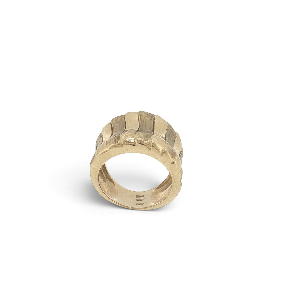 14K Yellow Gold Sculpted Wide Band Ring-Bijoux Village Fine Jewellers