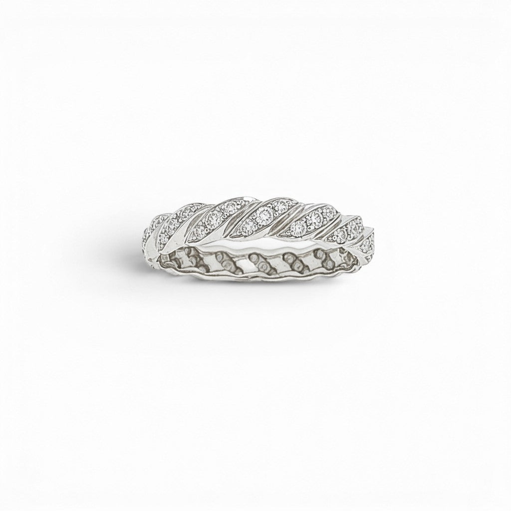 18K White Gold Twisted Diamond Eternity Band-Diamond-Bijoux Village Fine Jewellers