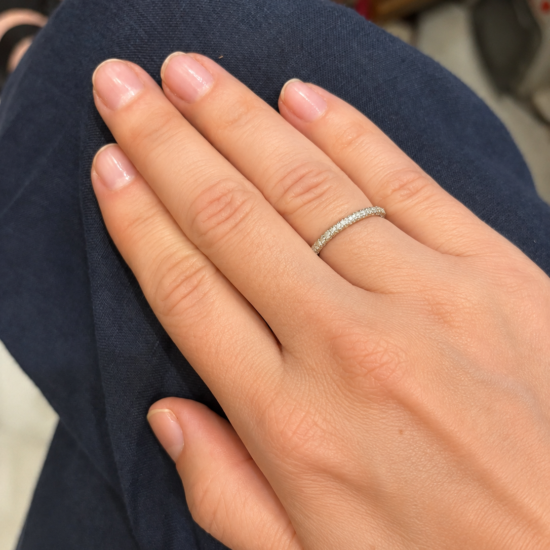 18K White Gold Pavé Diamond Band-Diamond-Bijoux Village Fine Jewellers