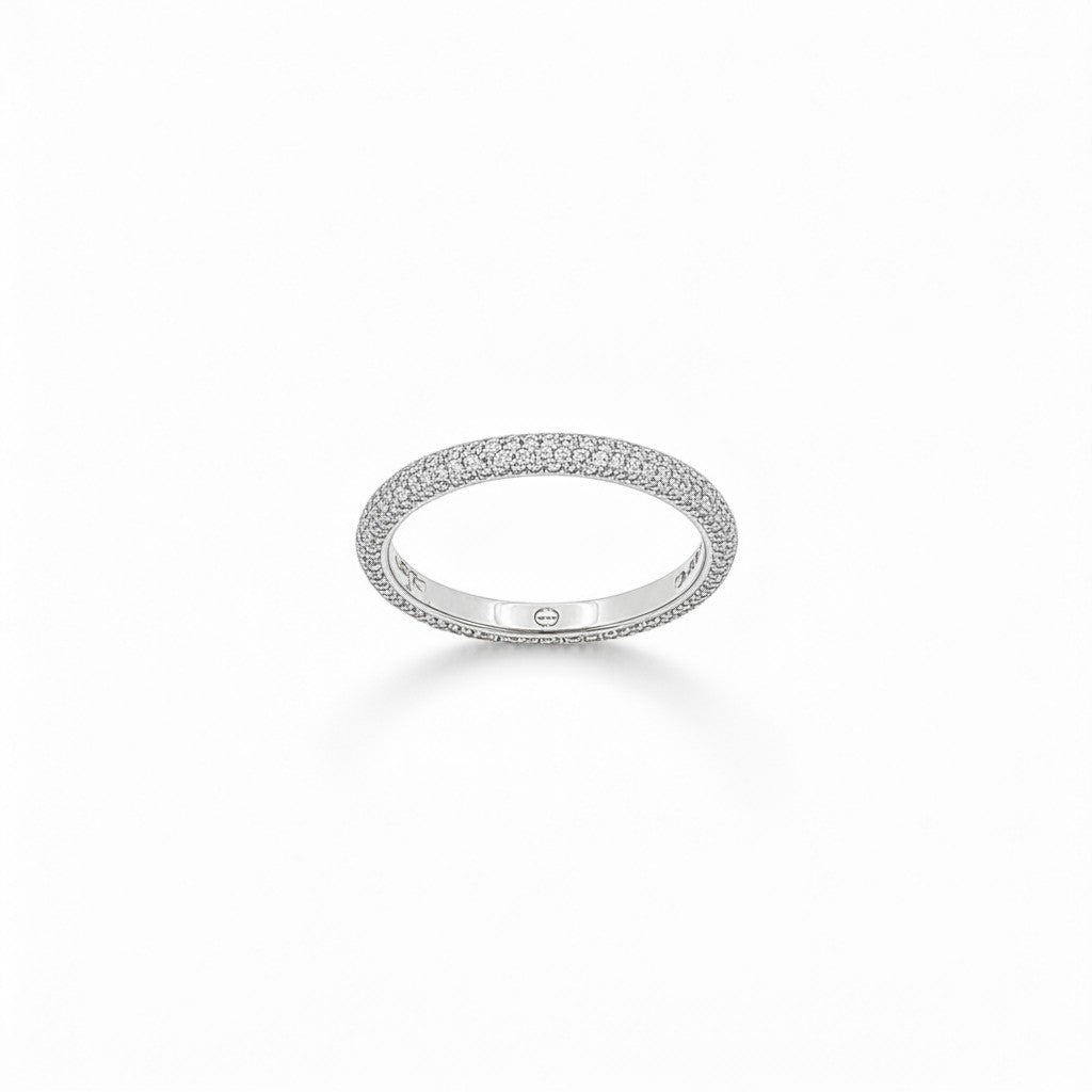 18K White Gold Pavé Diamond Band-Diamond-Bijoux Village Fine Jewellers