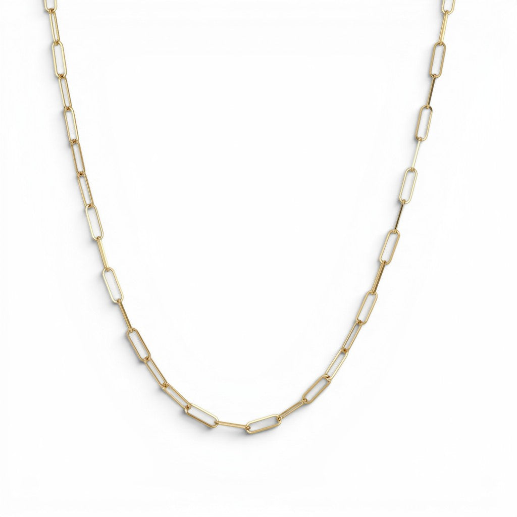 Italian Paperclip Chain Necklace in 10K Yellow Gold - 16 inches-10 Karat-Bijoux Village Fine Jewellers