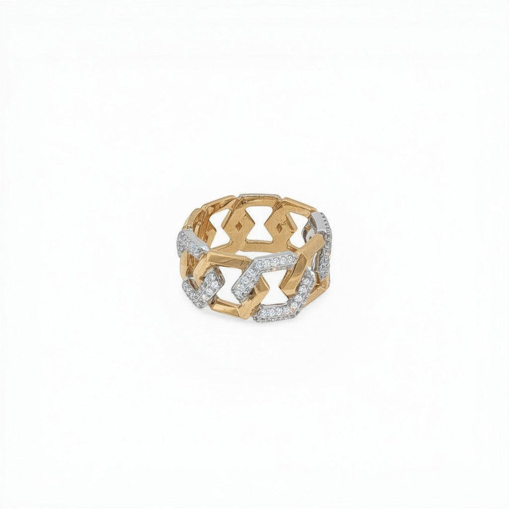 Geometric Diamond Link Statement Ring-Bijoux Village Fine Jewellers