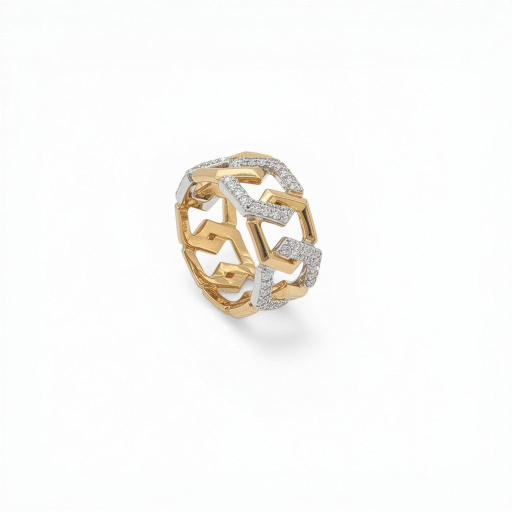 Geometric Diamond Link Statement Ring-Bijoux Village Fine Jewellers