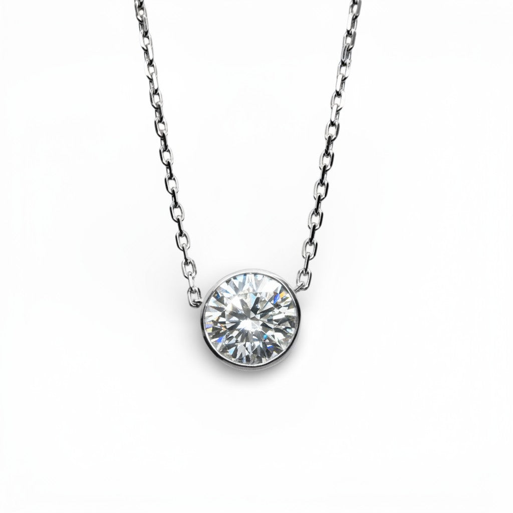 1.5 CTs Lab Grown Bezel Set Diamond Necklace-Bijoux Village Fine Jewellers