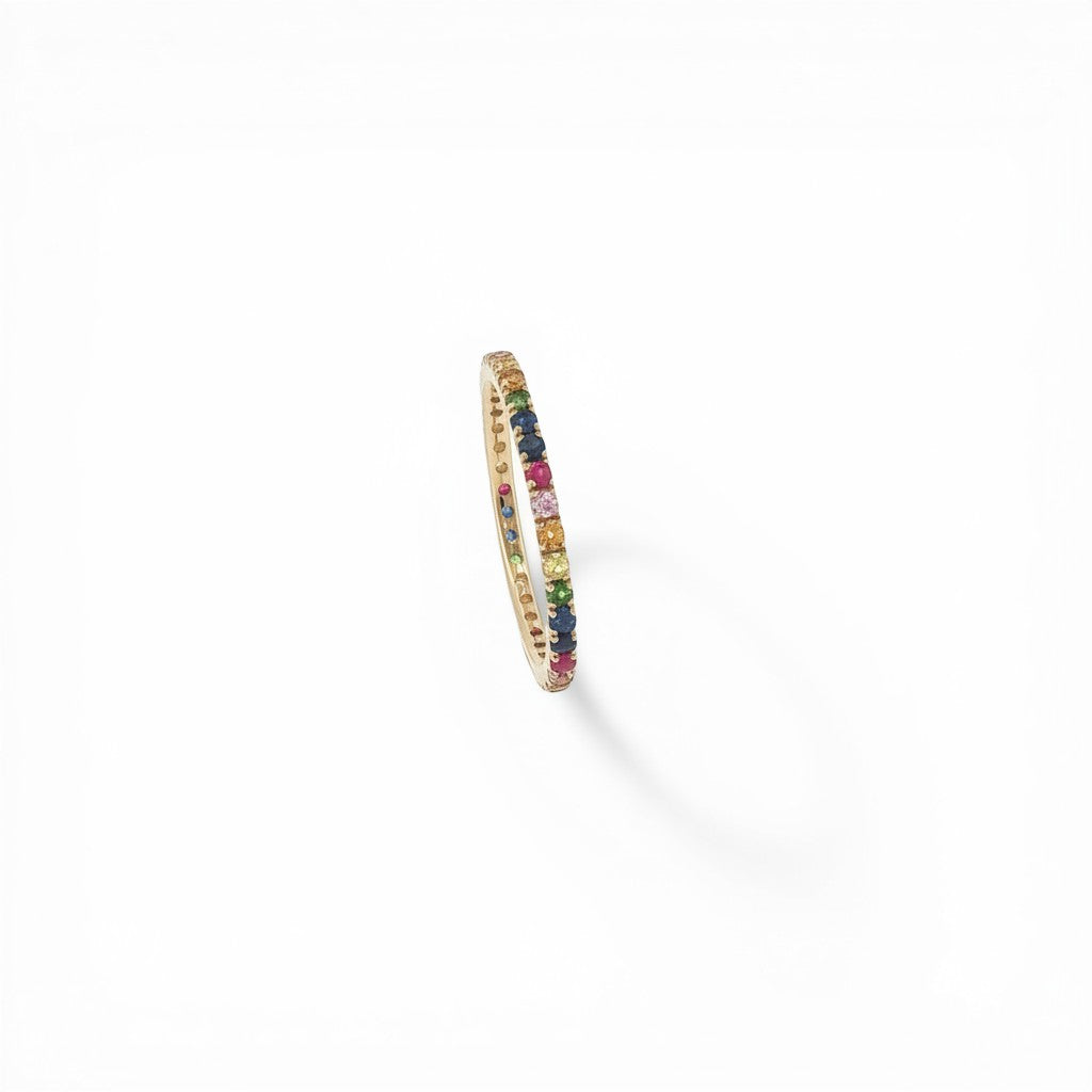 Rainbow Eternity Band in 14K Yellow Gold-Bijoux Village Fine Jewellers