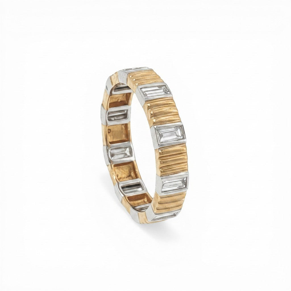 18K Yellow and White Gold Baguette Diamond Band – 0.83 CT-Bijoux Village Fine Jewellers