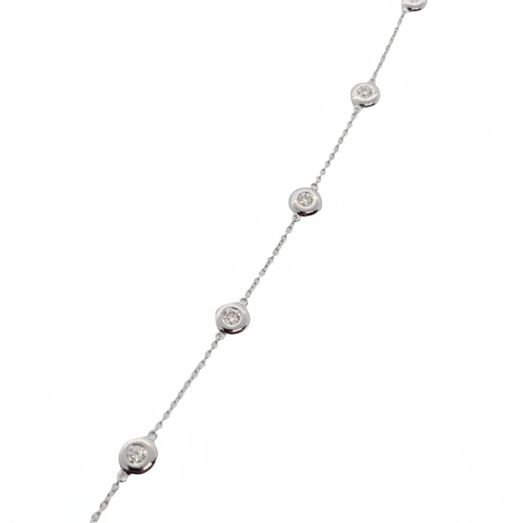 White Gold Bezel-Set Diamond Station Bracelet-Bijoux Village Fine Jewellers