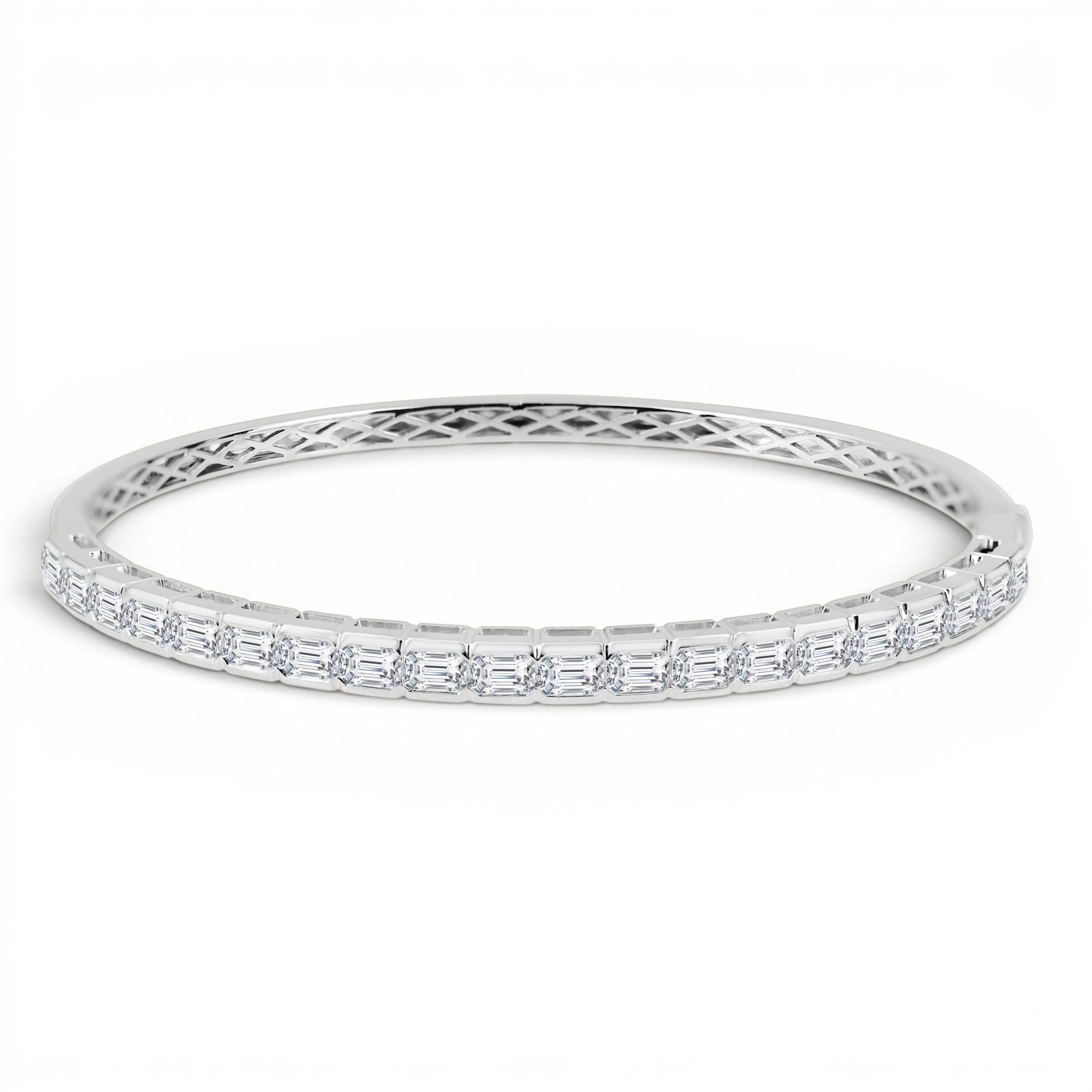 Emerald-Cut Diamond Bangle-White Gold-Bijoux Village Fine Jewellers