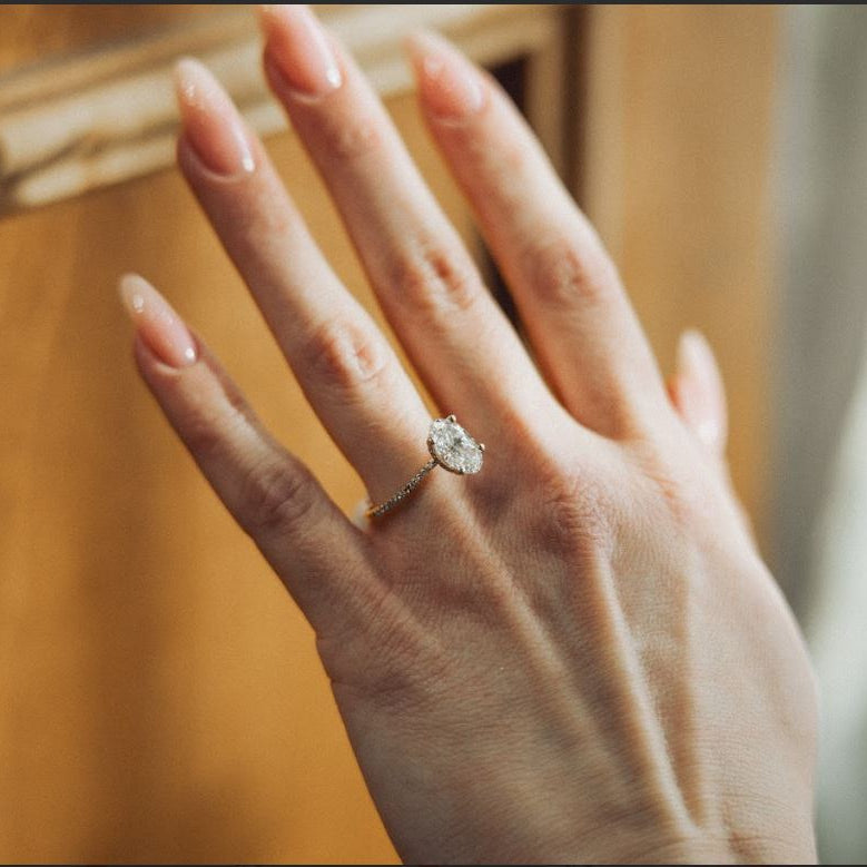 Lab Grown Oval Diamond Hidden Halo Ring-Bijoux Village Fine Jewellers