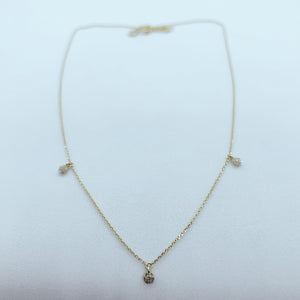 14 Karat Yellow Gold Necklace with 3 Pave Set Drops .07 CTs-necklace-Bijoux Village Fine Jewellers