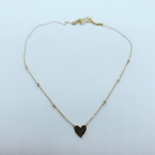 14 Karat Yellow Gold Necklace with Heart Pendant-necklace-Bijoux Village Fine Jewellers