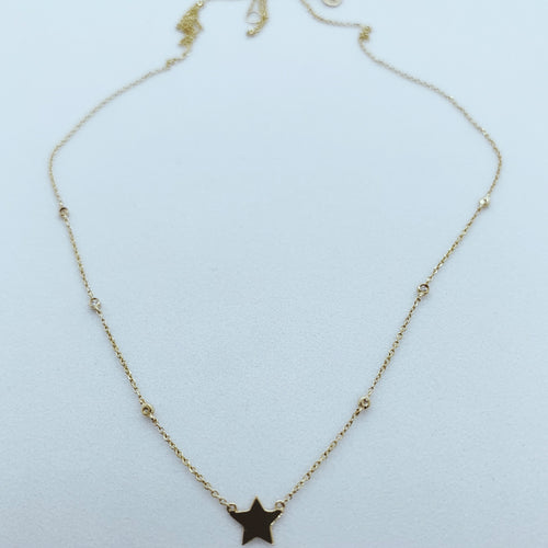 14 Karat Yellow Gold Necklace with Star Pendant-necklace-Bijoux Village Fine Jewellers