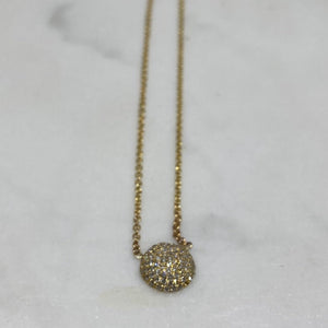 14 Karat Yellow Gold Pave Half Dome Diamond Necklace-necklace-Bijoux Village Fine Jewellers