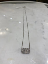 Load image into Gallery viewer, 14 Karat White Gold Diamond Pave Set Soft Edge Rectangle Necklace-necklace-Bijoux Village Fine Jewellers
