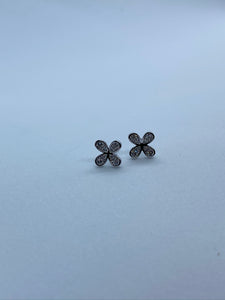 18 Karat White Gold Diamond Clover Stud (Pair)-earring-Bijoux Village Fine Jewellers