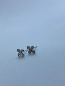 18 Karat White Gold Diamond Clover Stud (Pair)-earring-Bijoux Village Fine Jewellers