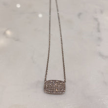 Load image into Gallery viewer, 14 Karat White Gold Diamond Pave Set Soft Edge Rectangle Necklace-necklace-Bijoux Village Fine Jewellers
