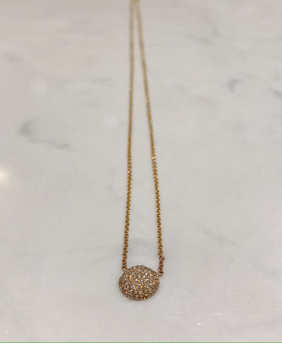 14 Karat Yellow Gold Pave Half Dome Diamond Necklace-necklace-Bijoux Village Fine Jewellers