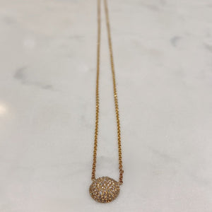 14 Karat Yellow Gold Pave Half Dome Diamond Necklace-necklace-Bijoux Village Fine Jewellers