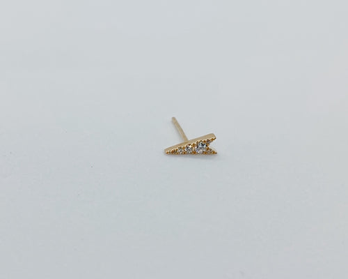18 Karat Yellow Gold Diamond Triangle Stud (Single)-earring-Bijoux Village Fine Jewellers