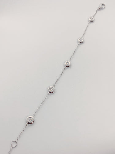 18 Karat White Diamond Station Bracelet with 5 Diamonds .52 CTs-bracelet-Bijoux Village Fine Jewellers