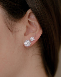 "Bijoux" - 14 Karat White Gold Pave Round Studs-earring-Bijoux Village Fine Jewellers