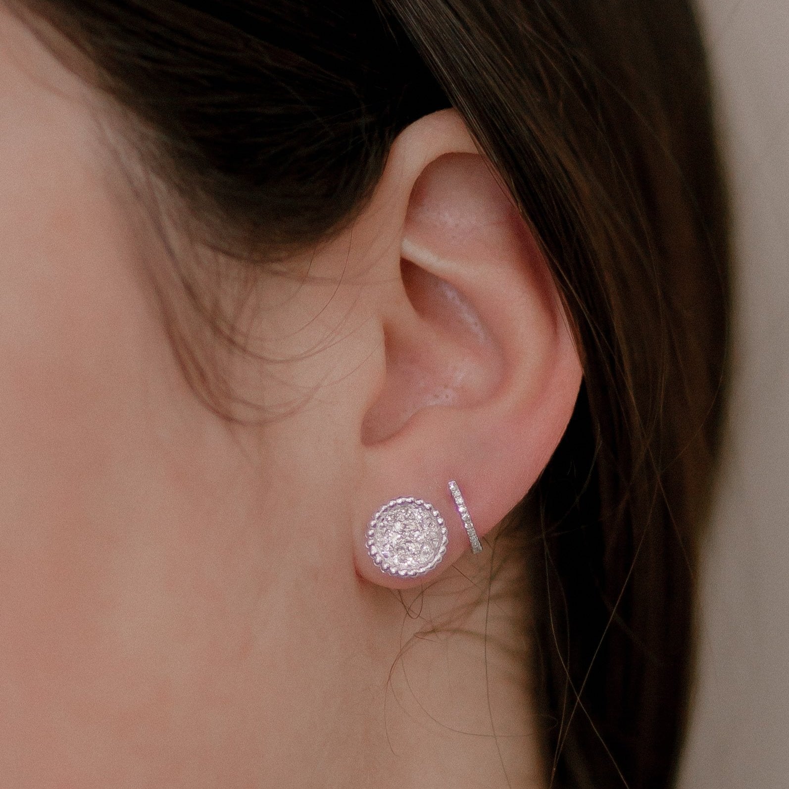 White Gold Diamond Hoop Earrings-White Gold-Bijoux Village Fine Jewellers