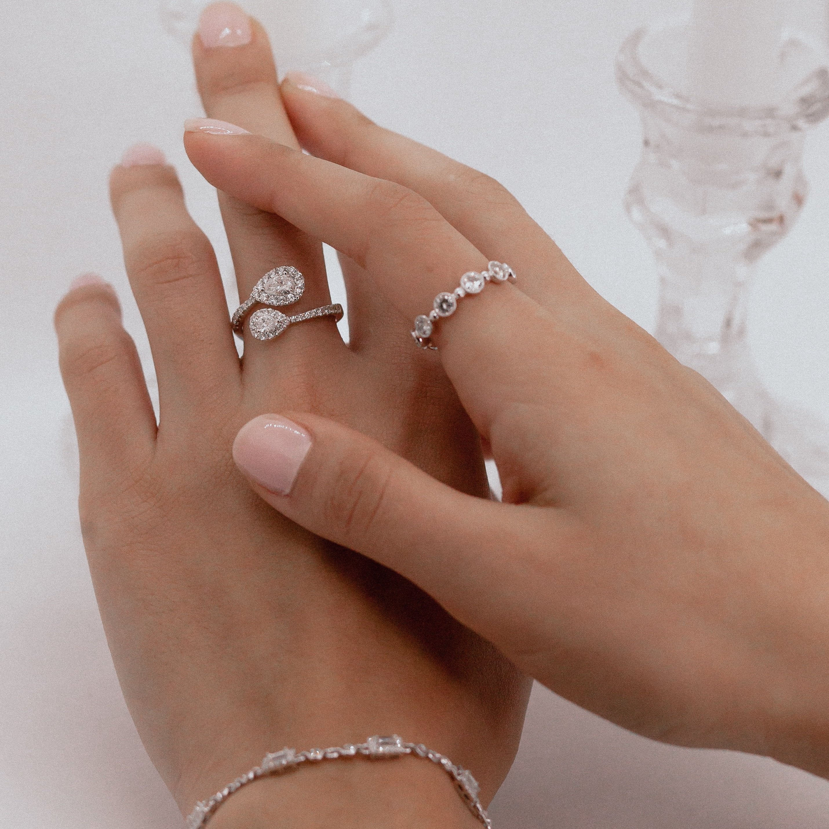 White Gold and Baguette Diamond Bracelet-White Gold-Bijoux Village Fine Jewellers