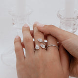 White Gold Triple Pear Diamond Ring-18 Karat-Bijoux Village Fine Jewellers