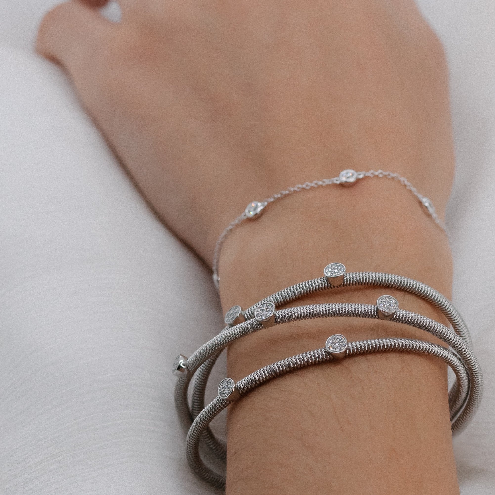 White Gold Diamond Cuff Bracelet-White Gold-Bijoux Village Fine Jewellers