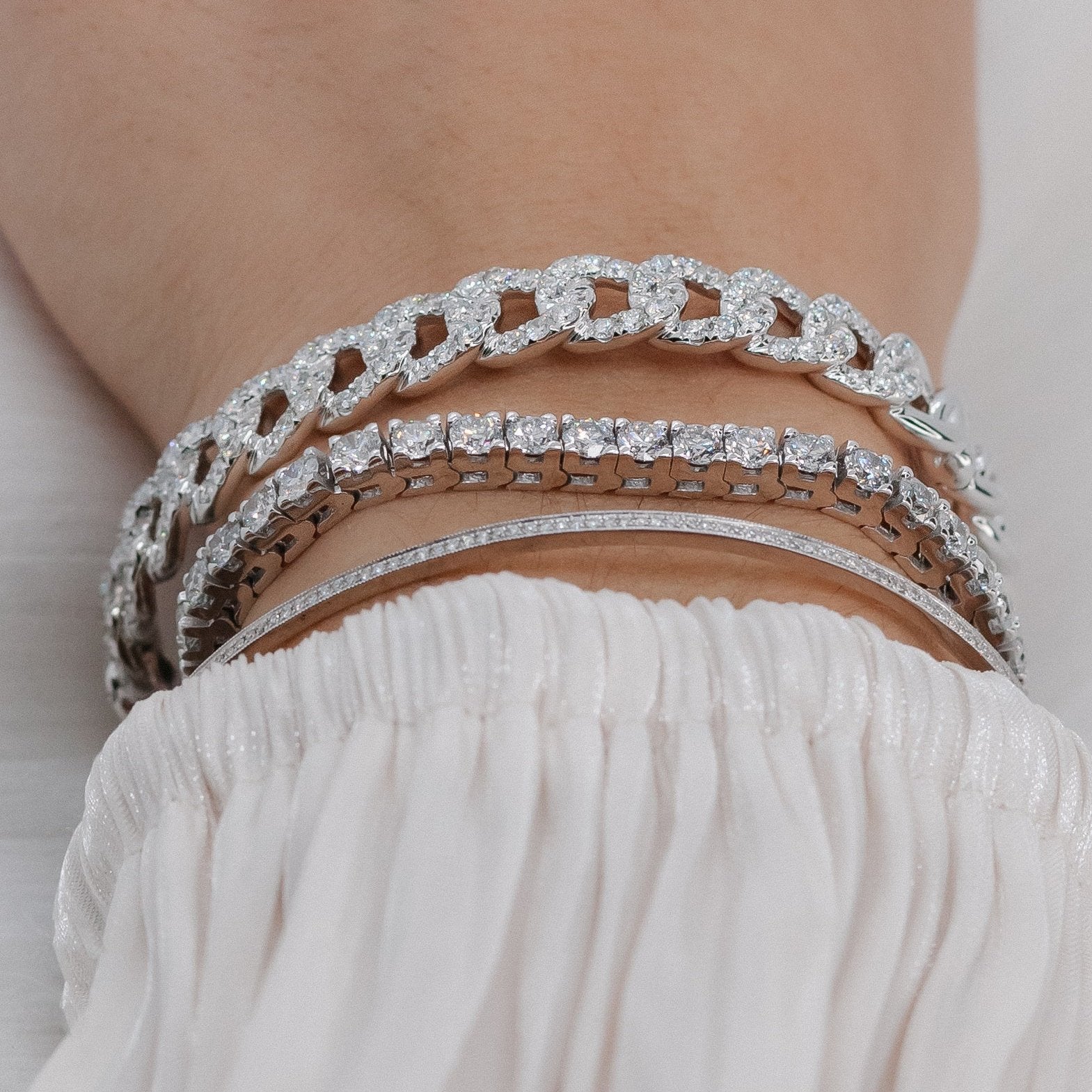White Gold Diamond Tennis Bracelet - 5.65 cts-Diamond-Bijoux Village Fine Jewellers