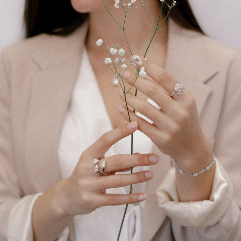 White Gold Triple Pear Diamond Ring-18 Karat-Bijoux Village Fine Jewellers