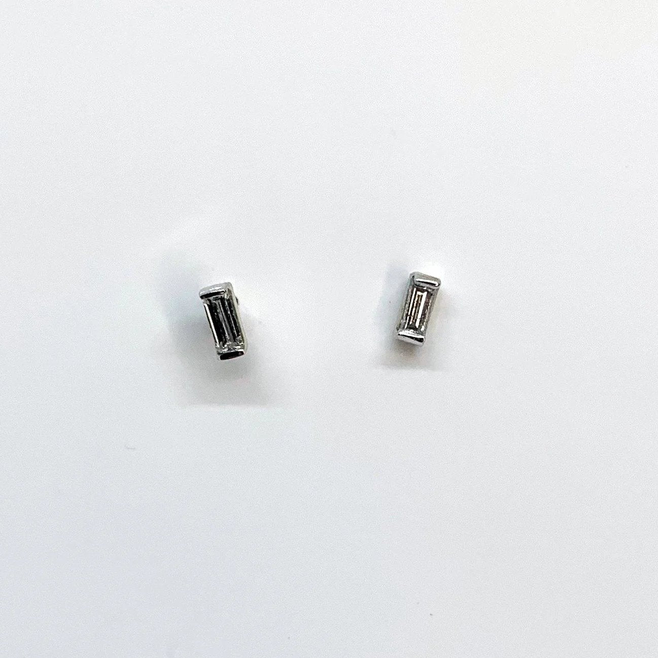 Baguette Diamond Stud Earrings-Bijoux Village Fine Jewellers