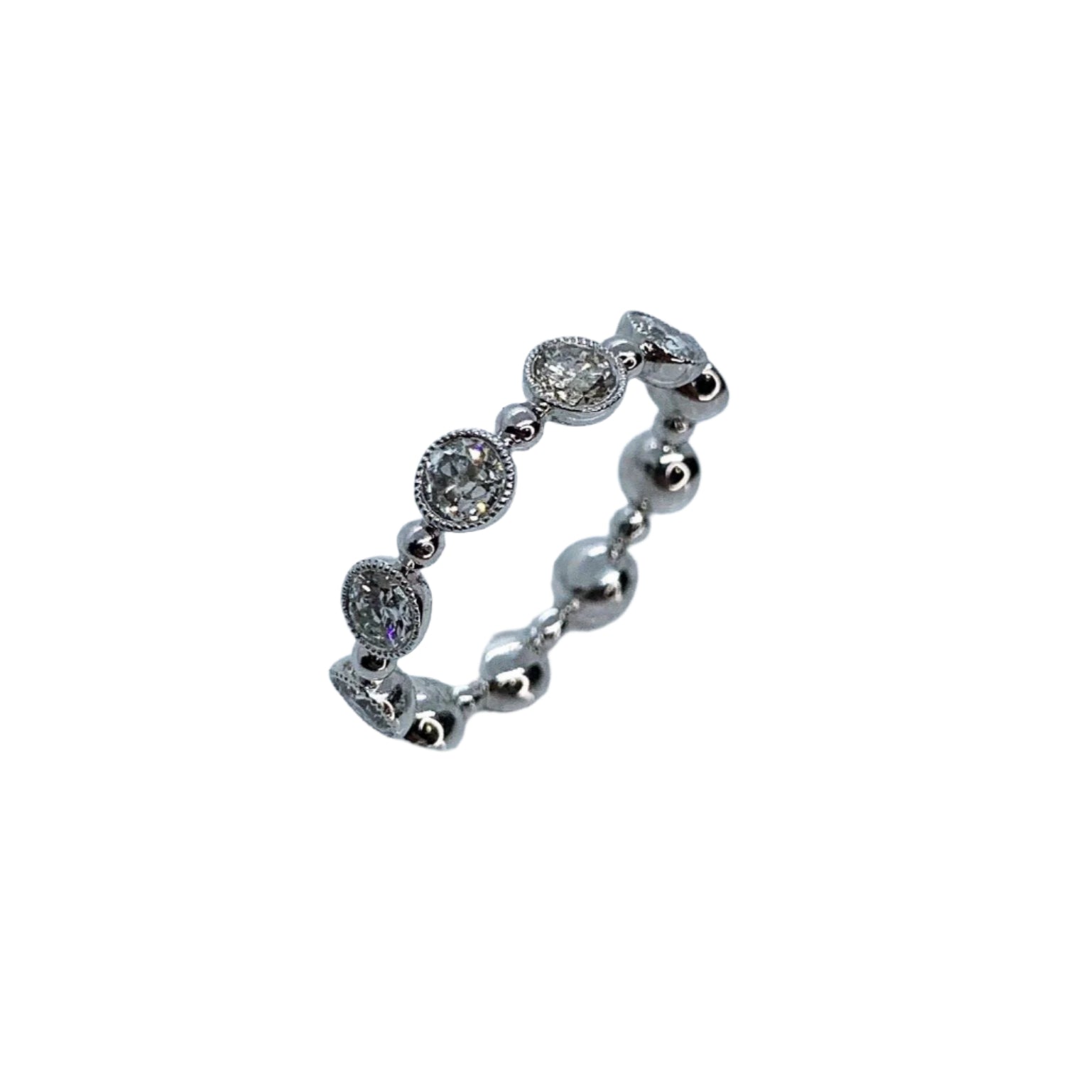Vintage-Inspired Diamond Bezel Eternity Ring-White Gold-Bijoux Village Fine Jewellers