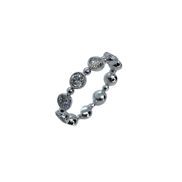 Vintage-Inspired Diamond Bezel Eternity Ring-White Gold-Bijoux Village Fine Jewellers