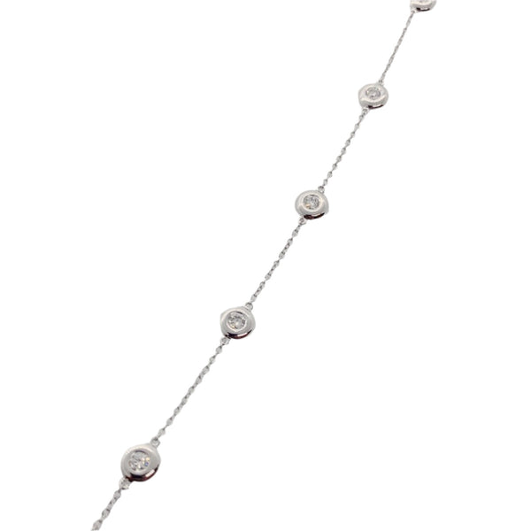 White Gold Bezel-Set Diamond Station Bracelet-White Gold-Bijoux Village Fine Jewellers