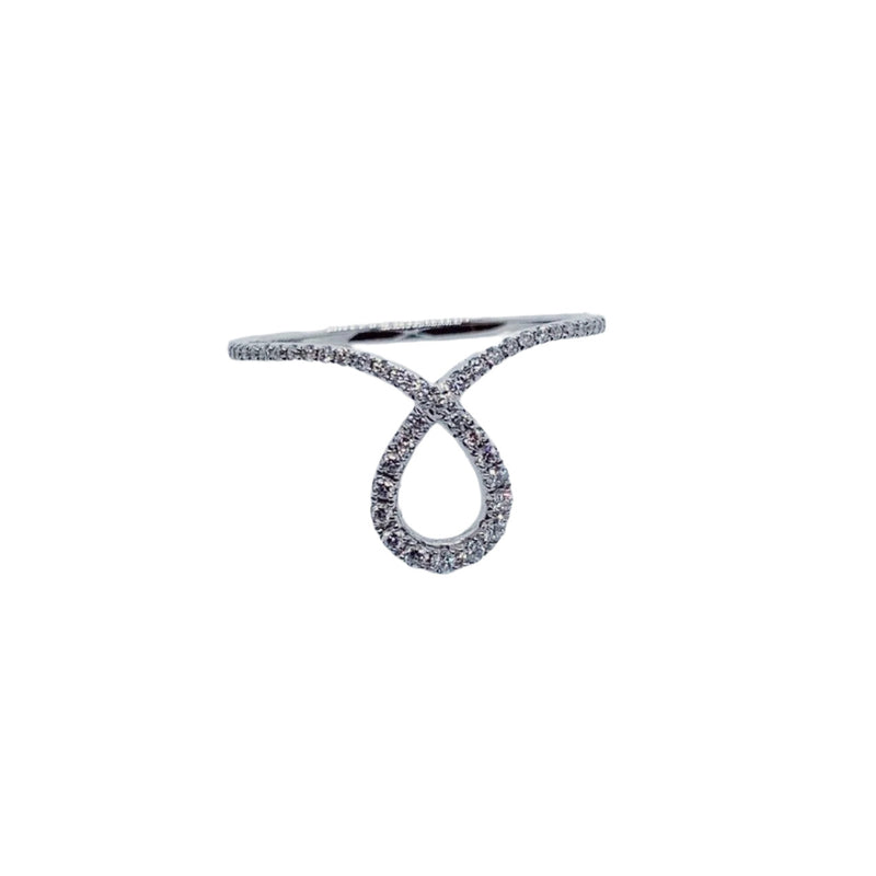 White Gold Diamond Teardrop Ring-White Gold-Bijoux Village Fine Jewellers