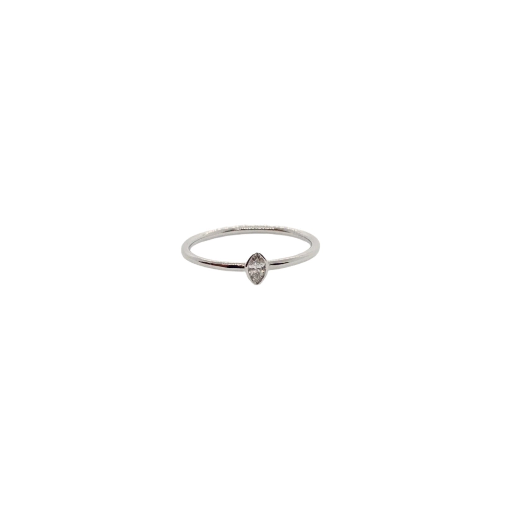 White Gold Marquise Diamond Minimalist Ring-White Gold-Bijoux Village Fine Jewellers