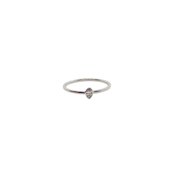 White Gold Marquise Diamond Minimalist Ring-White Gold-Bijoux Village Fine Jewellers