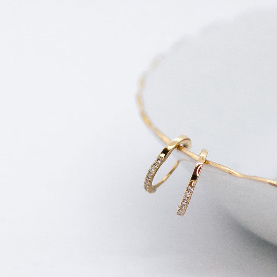Yellow Gold Huggie Diamond Hoops-Bijoux Village Fine Jewellers