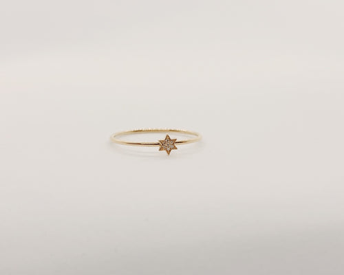 18 Karat Yellow Diamond Star Ring Thin Band-rings-Bijoux Village Fine Jewellers