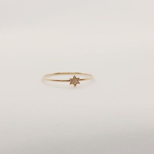 18 Karat Yellow Diamond Star Ring Thin Band-rings-Bijoux Village Fine Jewellers