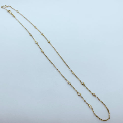 18 Karat Yellow Gold Bezel Set Diamond Necklace-necklace-Bijoux Village Fine Jewellers