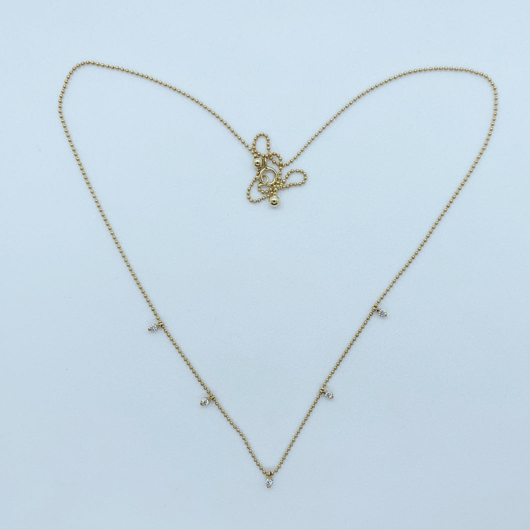 18 Karat Yellow Gold Necklace with Diamond Drops .14 CTs-necklace-Bijoux Village Fine Jewellers