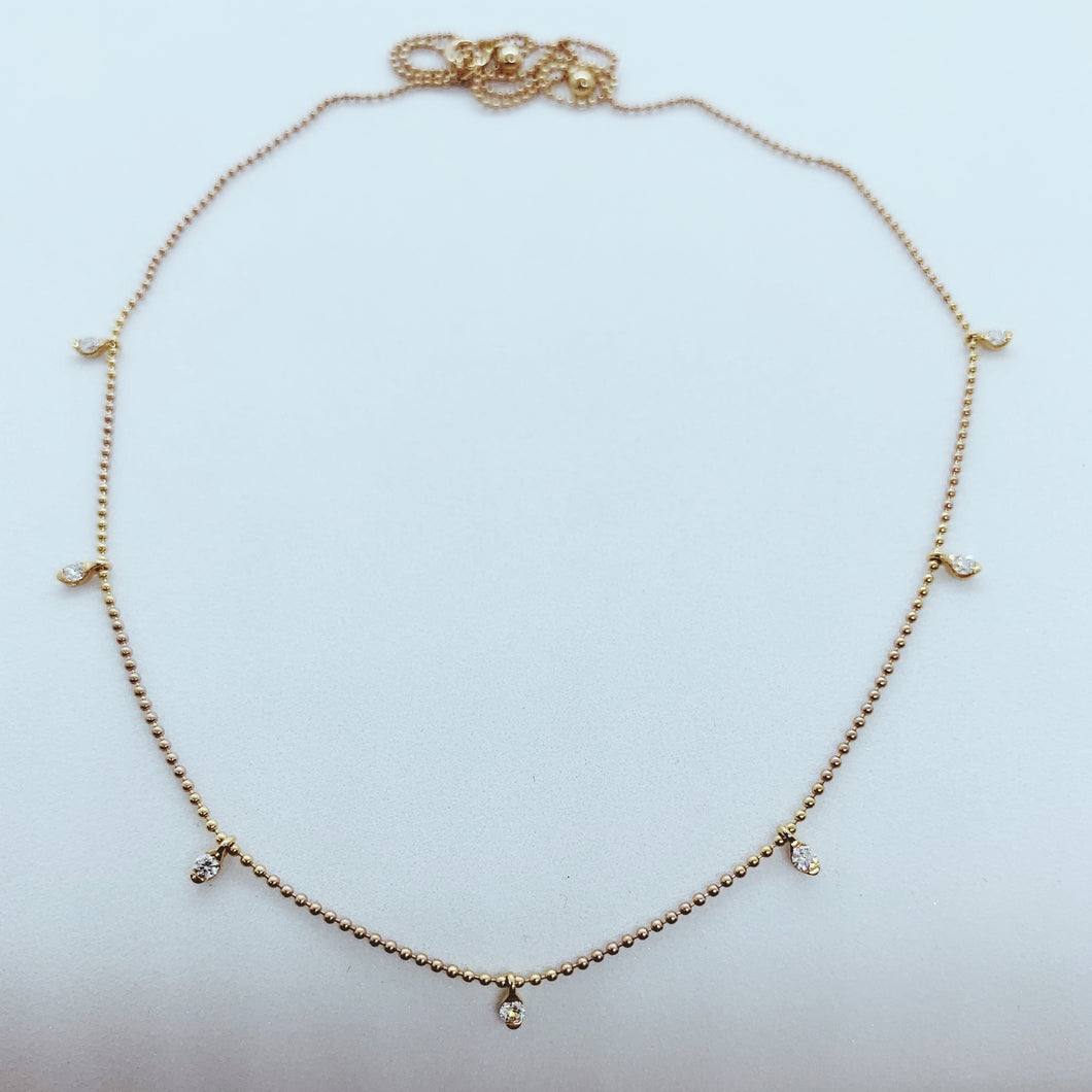 18 Karat Rose Gold Necklace with Diamond Drops, .20 CTs-necklace-Bijoux Village Fine Jewellers