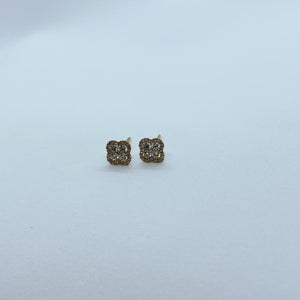 18 Karat Yellow Gold Diamond Clover Studs (Pair)-earring-Bijoux Village Fine Jewellers