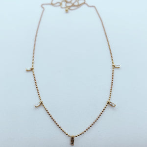 18 Karat Rose Gold Necklace with Baguette Diamond Drops-necklace-Bijoux Village Fine Jewellers