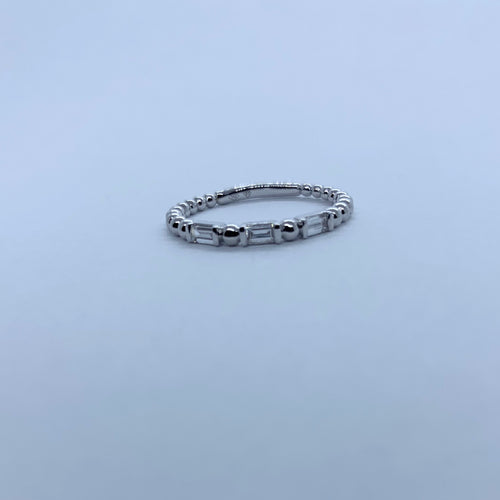 18 Karat White Gold Ring with Beaded Band-rings-Bijoux Village Fine Jewellers