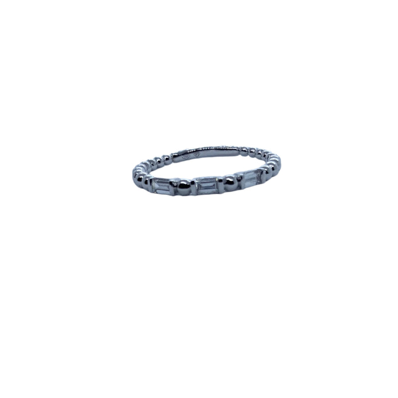 White Gold Baguette Diamond Stackable Band-White Gold-Bijoux Village Fine Jewellers